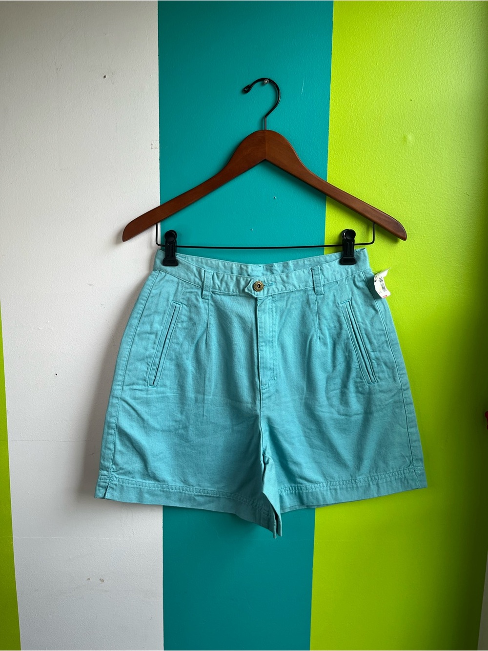 Liz Claiborne Aqua Blue High-Waist Cotton Shorts